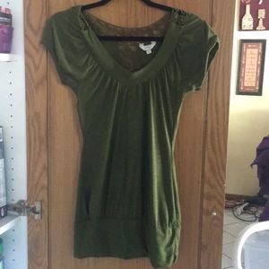 Forest green knit top